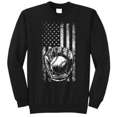 American Flag Baseball Catcher Men Baseball Sweatshirt