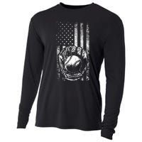 American Flag Baseball Catcher Men Baseball Cooling Performance Long Sleeve Crew