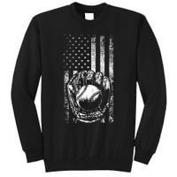 American Flag Baseball Catcher Men Baseball Tall Sweatshirt