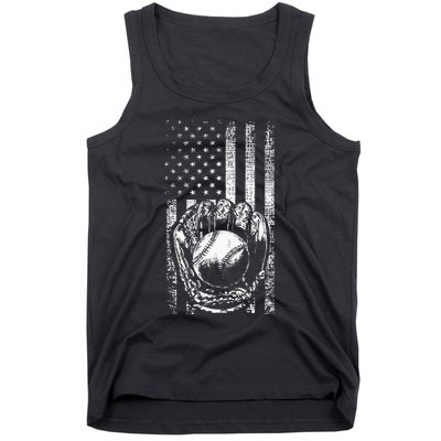 American Flag Baseball Catcher Men Baseball Tank Top