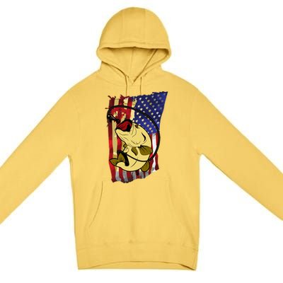 American Flag Bass Fishing Fisher Xmas Christmas Gift Meaningful Gift Premium Pullover Hoodie