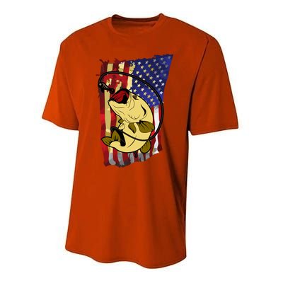 American Flag Bass Fishing Fisher Xmas Christmas Gift Meaningful Gift Performance Sprint T-Shirt