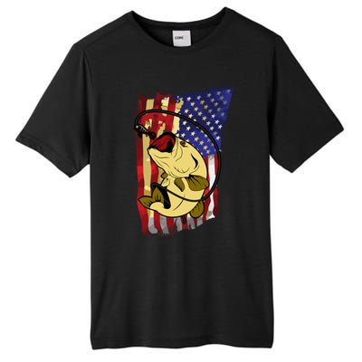 American Flag Bass Fishing Fisher Xmas Christmas Gift Meaningful Gift Tall Fusion ChromaSoft Performance T-Shirt