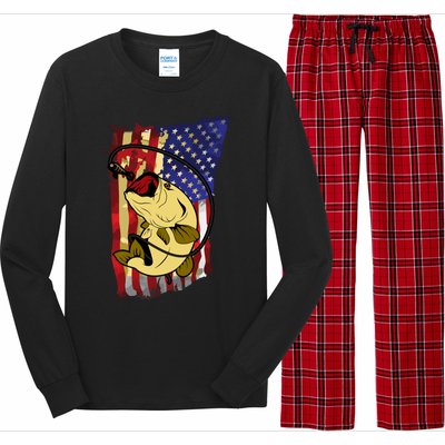 American Flag Bass Fishing Fisher Xmas Christmas Gift Meaningful Gift Long Sleeve Pajama Set