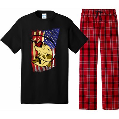 American Flag Bass Fishing Fisher Xmas Christmas Gift Meaningful Gift Pajama Set