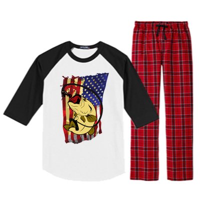 American Flag Bass Fishing Fisher Xmas Christmas Gift Meaningful Gift Raglan Sleeve Pajama Set