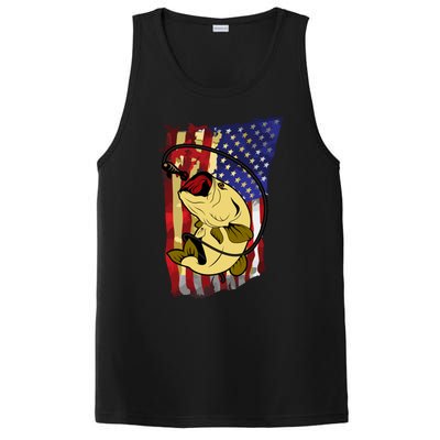 American Flag Bass Fishing Fisher Xmas Christmas Gift Meaningful Gift PosiCharge Competitor Tank