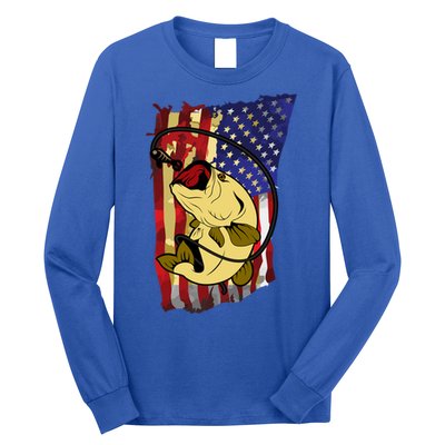 American Flag Bass Fishing Fisher Xmas Christmas Gift Meaningful Gift Long Sleeve Shirt