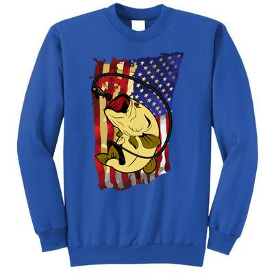 American Flag Bass Fishing Fisher Xmas Christmas Gift Meaningful Gift Sweatshirt