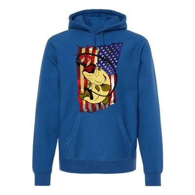 American Flag Bass Fishing Fisher Xmas Christmas Gift Meaningful Gift Premium Hoodie