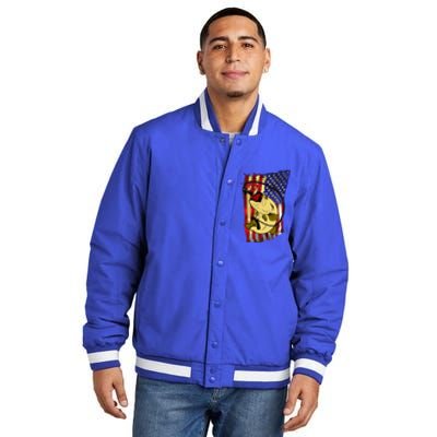 American Flag Bass Fishing Fisher Xmas Christmas Gift Meaningful Gift Insulated Varsity Jacket