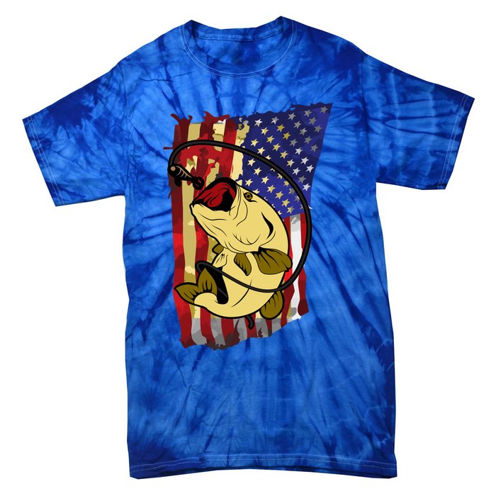 American Flag Bass Fishing Fisher Xmas Christmas Gift Meaningful Gift Tie-Dye T-Shirt