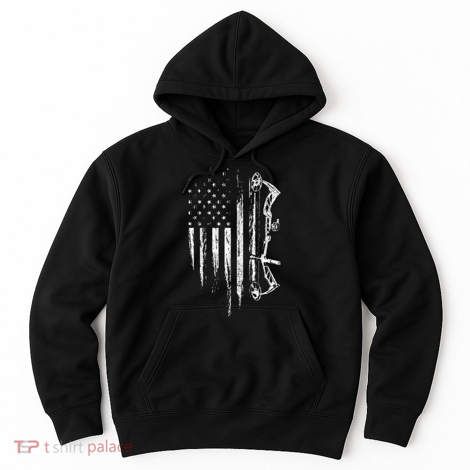 American Flag Bowhunting Bow Archery Gift For Deer Hunter Hoodie