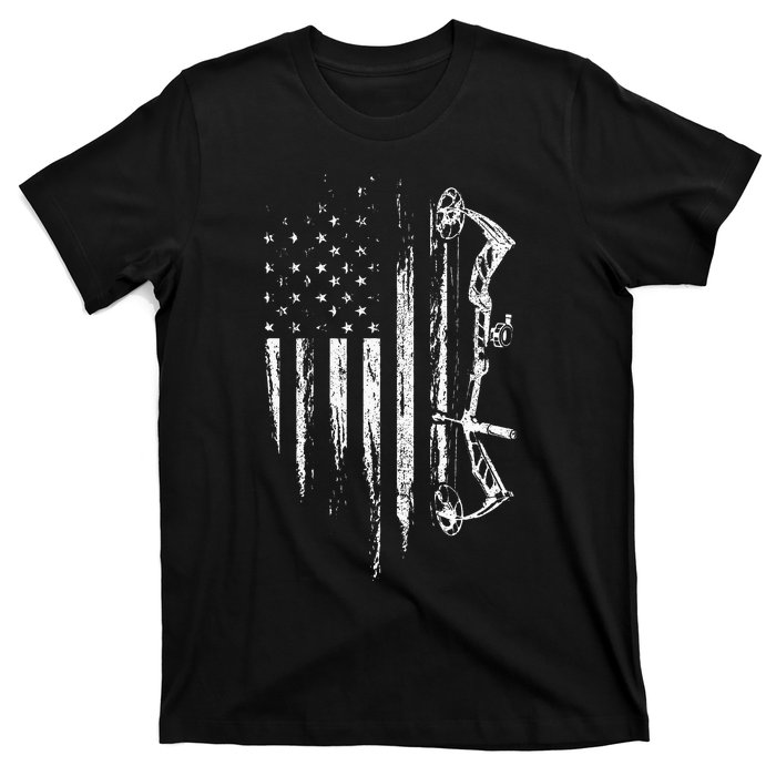 American Flag Bowhunting Bow Archery Gift For Deer Hunter T-Shirt