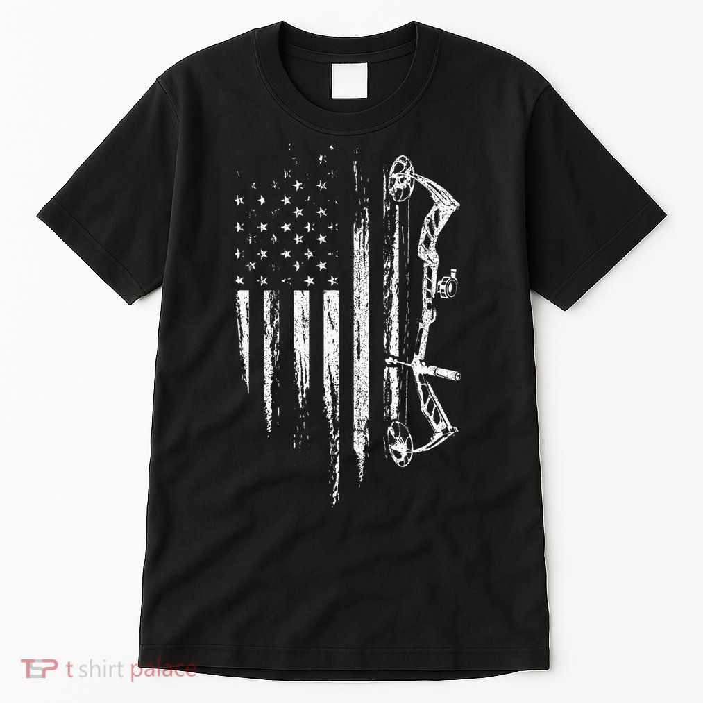 American Flag Bowhunting Bow Archery Gift For Deer Hunter Tall T-Shirt