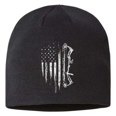 American Flag Bowhunting Bow Archery Gift For Deer Hunter Sustainable Beanie
