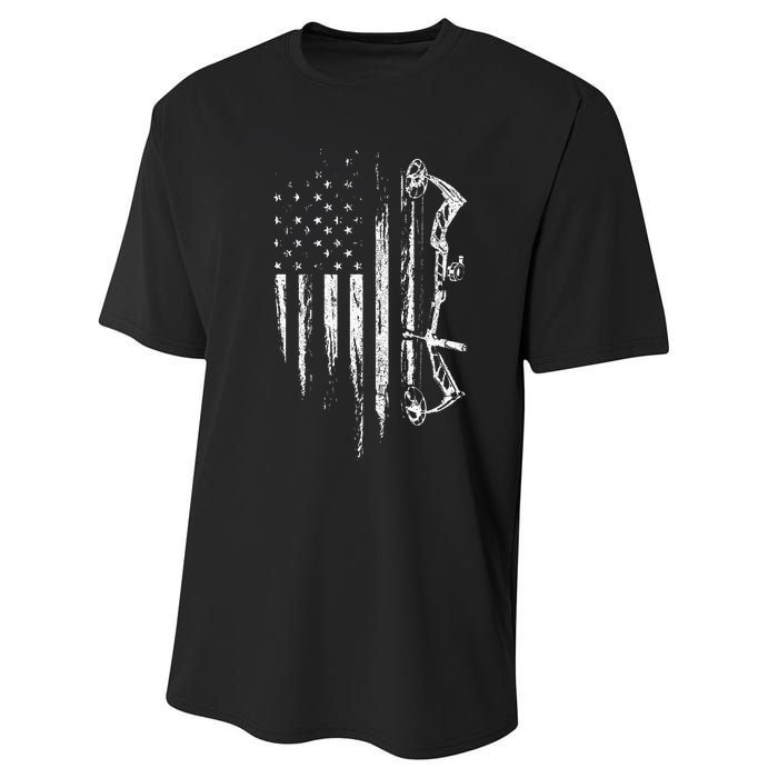 American Flag Bowhunting Bow Archery Gift For Deer Hunter Performance Sprint T-Shirt