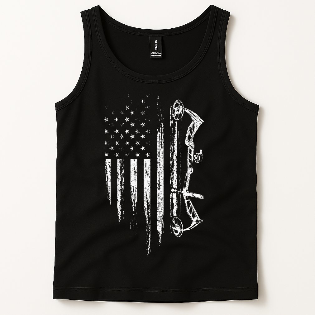 American Flag Bowhunting Bow Archery Gift For Deer Hunter Tank Top