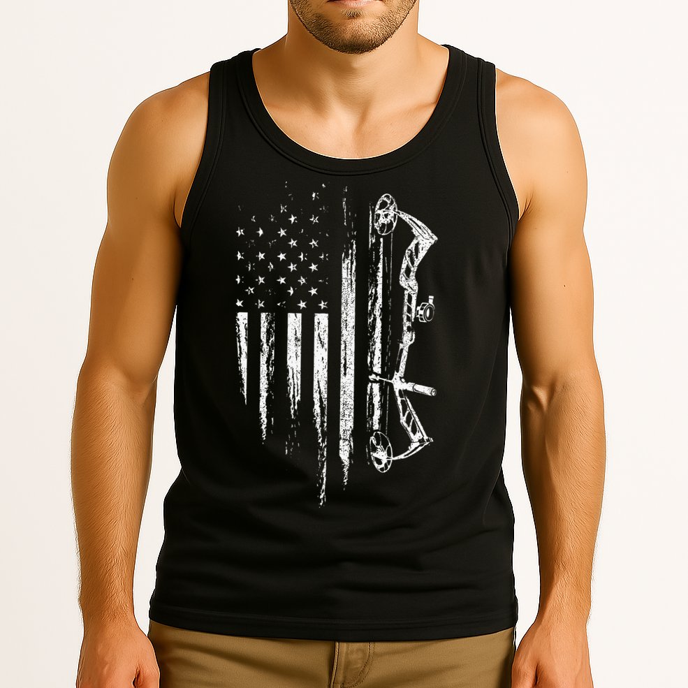 American Flag Bowhunting Bow Archery Gift For Deer Hunter Tank Top