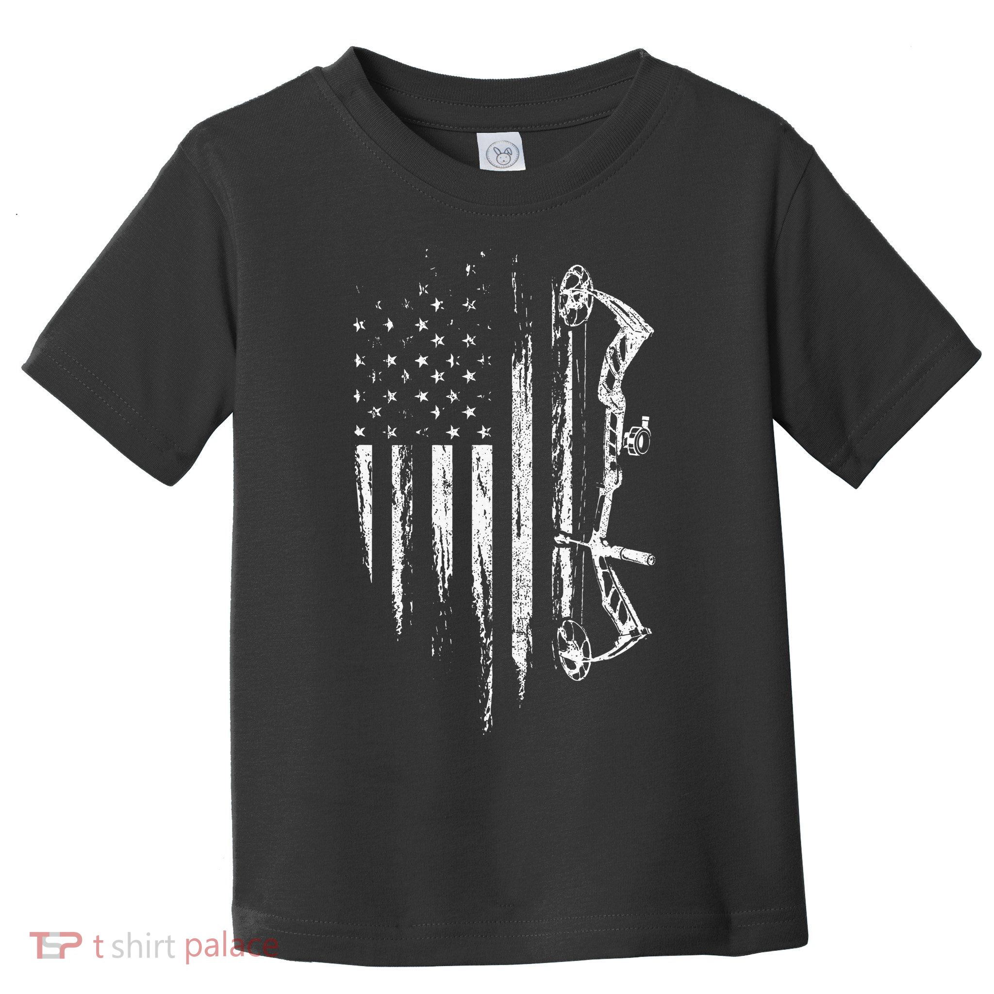 American Flag Bowhunting Bow Archery Gift For Deer Hunter Toddler T-Shirt