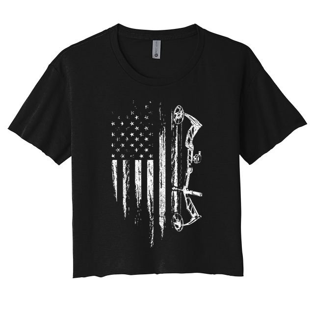 American Flag Bowhunting Bow Archery Gift For Deer Hunter Crop Top