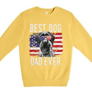 American Flag Best Dog Dad Ever German Wirehaired Pointer Premium Crewneck Sweatshirt