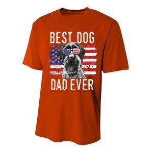 American Flag Best Dog Dad Ever German Wirehaired Pointer Performance Sprint T-Shirt