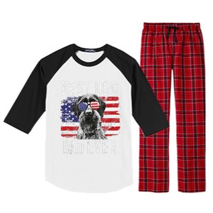 American Flag Best Dog Dad Ever German Wirehaired Pointer Raglan Sleeve Pajama Set