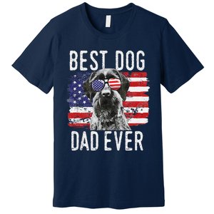 American Flag Best Dog Dad Ever German Wirehaired Pointer Premium T-Shirt