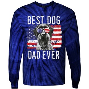 American Flag Best Dog Dad Ever German Wirehaired Pointer Tie-Dye Long Sleeve Shirt