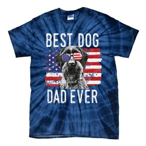 American Flag Best Dog Dad Ever German Wirehaired Pointer Tie-Dye T-Shirt