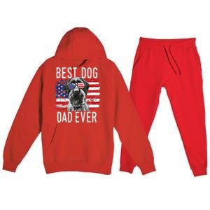 American Flag Best Dog Dad Ever German Wirehaired Pointer Premium Hooded Sweatsuit Set