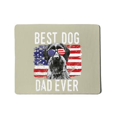 American Flag Best Dog Dad Ever German Wirehaired Pointer Mousepad