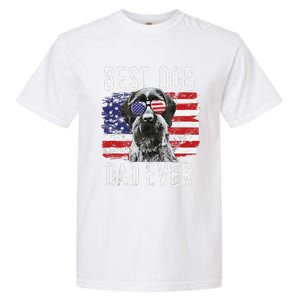 American Flag Best Dog Dad Ever German Wirehaired Pointer Garment-Dyed Heavyweight T-Shirt