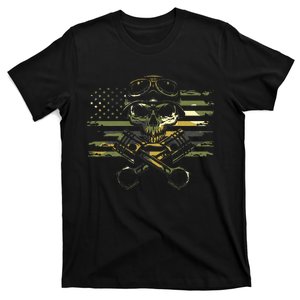 American Flag Biker Motorcycle T-Shirt