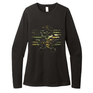 American Flag Biker Motorcycle Womens CVC Long Sleeve Shirt