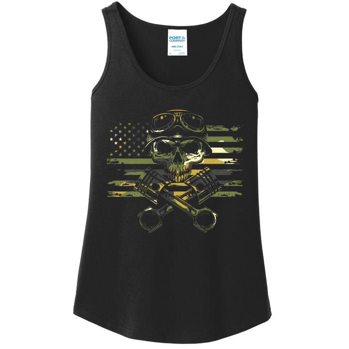 American Flag Biker Motorcycle Ladies Essential Tank