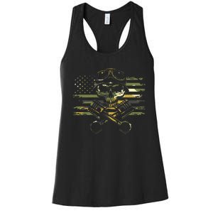 American Flag Biker Motorcycle Women's Racerback Tank