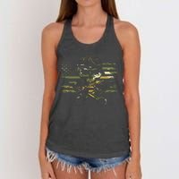 American Flag Biker Motorcycle Women's Knotted Racerback Tank