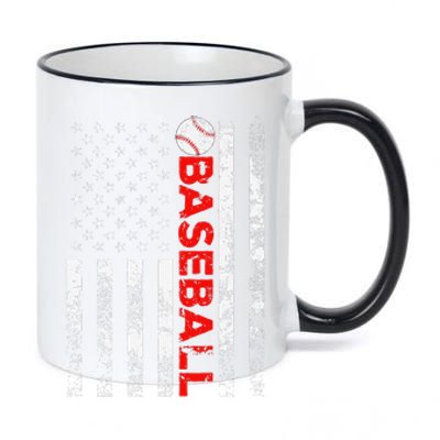 American Flag Baseball Team Gift 11oz Black Color Changing Mug