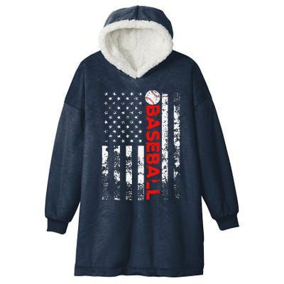 American Flag Baseball Team Gift Hooded Wearable Blanket