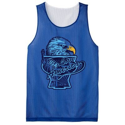 American Flag Bald Patriotic Eagle Distressed Design Gift Mesh Reversible Basketball Jersey Tank