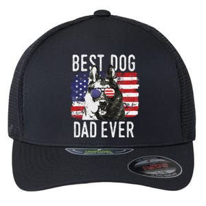 American Flag Best Dog Dad Ever German Shepherd Dogs Usa Flexfit Unipanel Trucker Cap