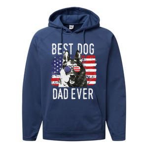 American Flag Best Dog Dad Ever German Shepherd Dogs Usa Performance Fleece Hoodie