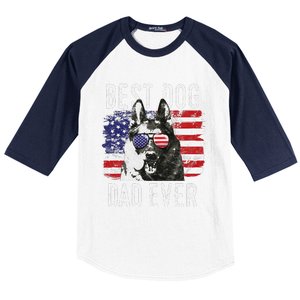 American Flag Best Dog Dad Ever German Shepherd Dogs Usa Baseball Sleeve Shirt