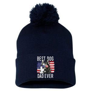 American Flag Best Dog Dad Ever German Shepherd Dogs Usa Pom Pom 12in Knit Beanie