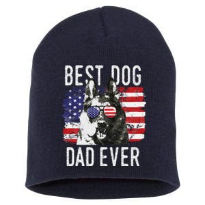 American Flag Best Dog Dad Ever German Shepherd Dogs Usa Short Acrylic Beanie