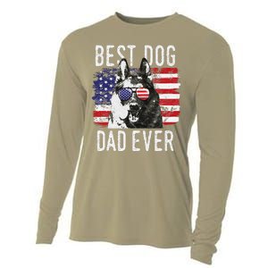 American Flag Best Dog Dad Ever German Shepherd Dogs Usa Cooling Performance Long Sleeve Crew