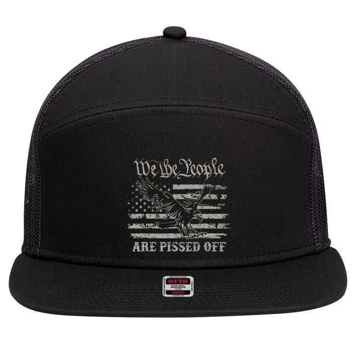 American Flag Bald Eagle We The People Are Pissed Off 7 Panel Mesh Trucker Snapback Hat