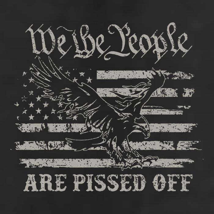 American Flag Bald Eagle We The People Are Pissed Off 7 Panel Mesh Trucker Snapback Hat